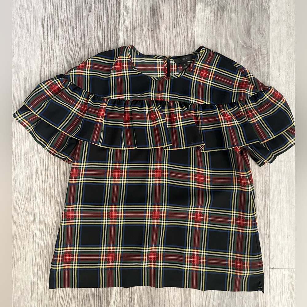 J. CREW plaid ruffle pop over top 4